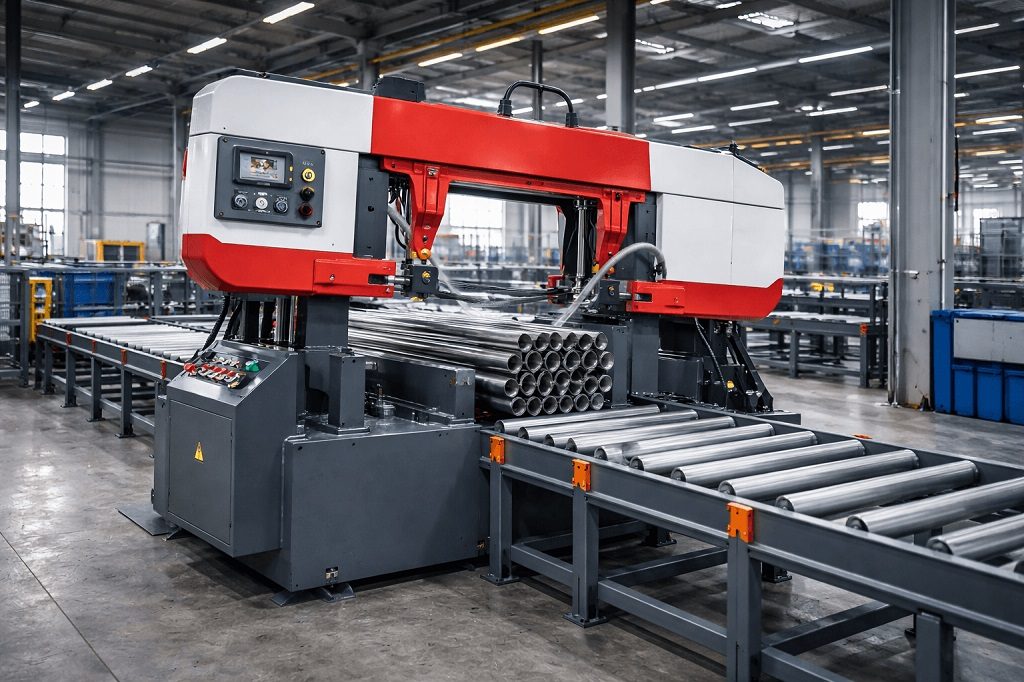 automata ipari szalagfűrész gyártósori környezetben