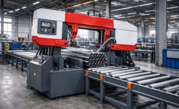 automata ipari szalagfűrész gyártósori környezetben